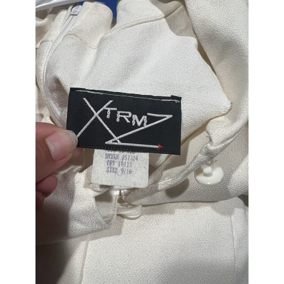 Xtrmz Vintage White/Ivory Lace Button Front Short Sleeve Mock Neck Dress Wedding - Picture 8 of 10